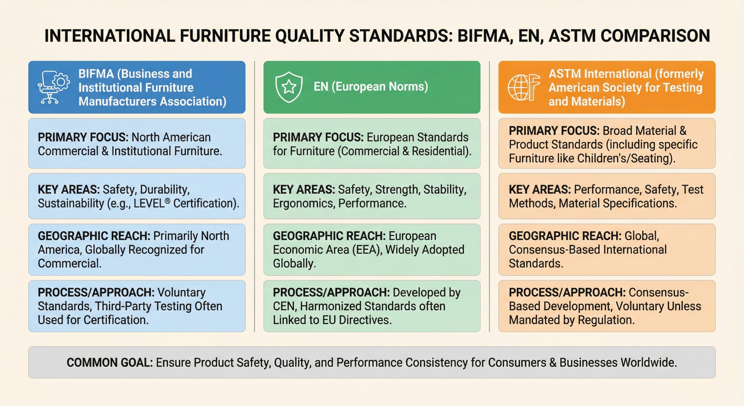 International furniture quality standards infographic