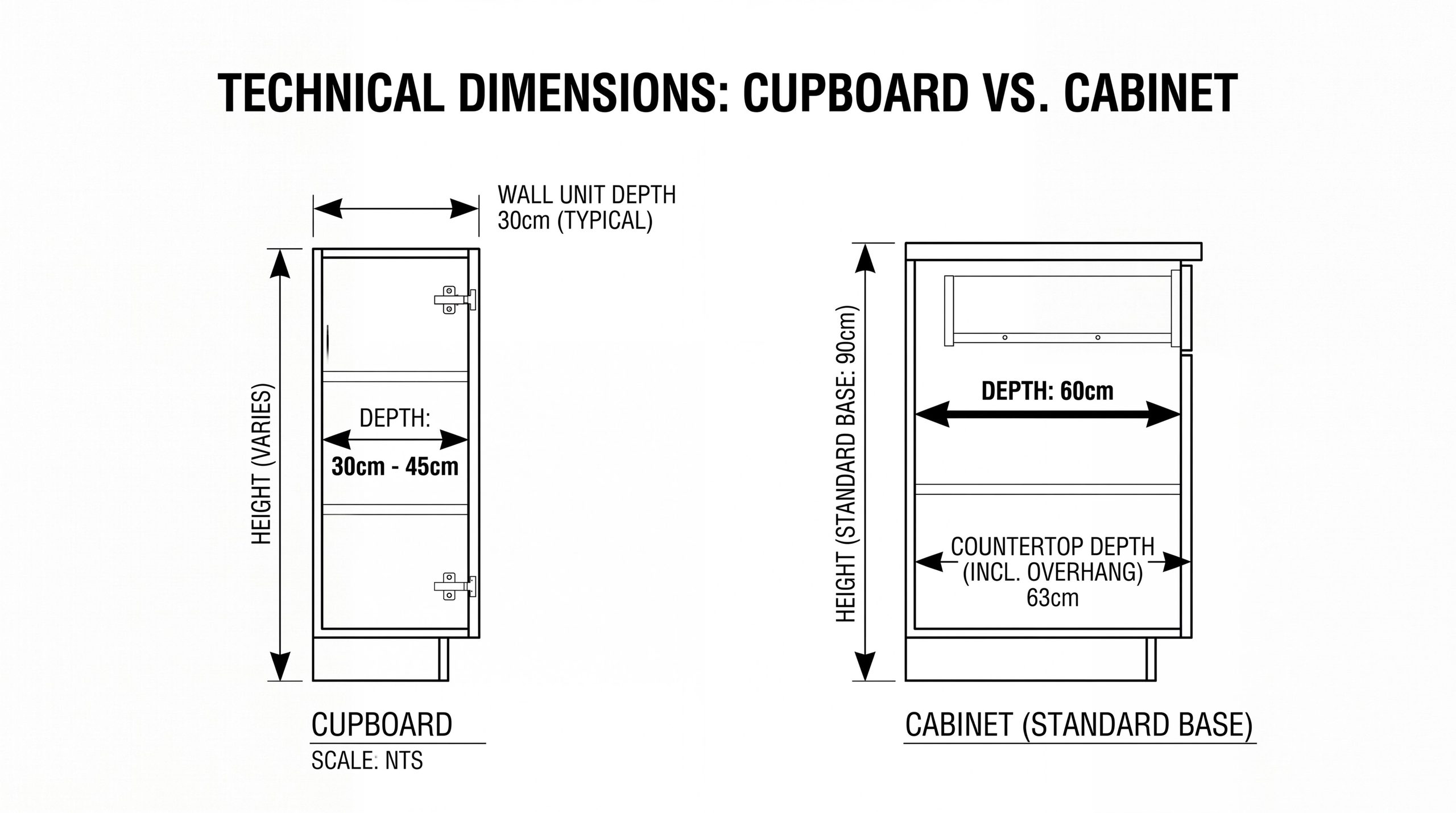 cupboard cabinet depth dimensions diagram