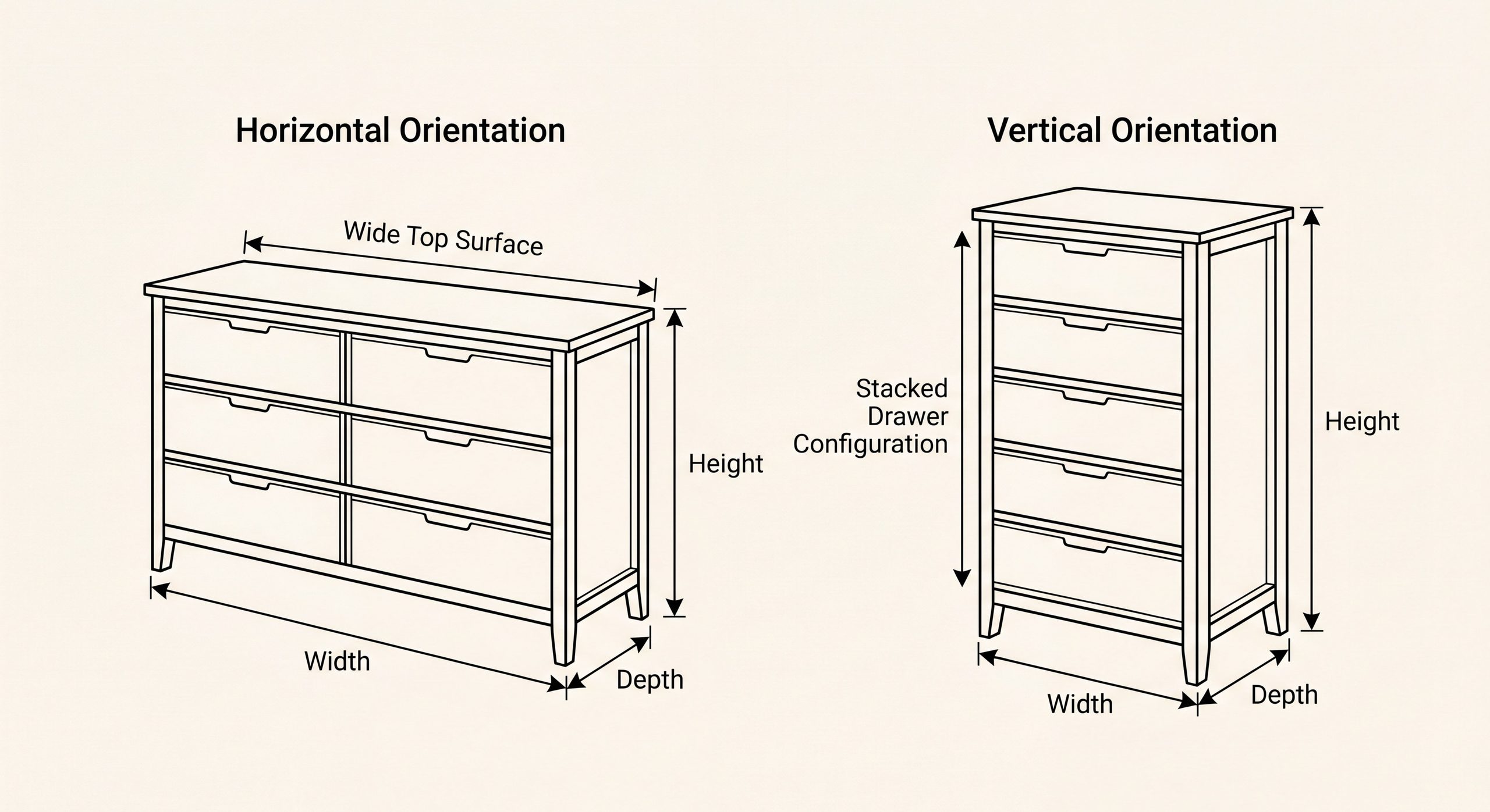 Furniture dimension comparison diagram