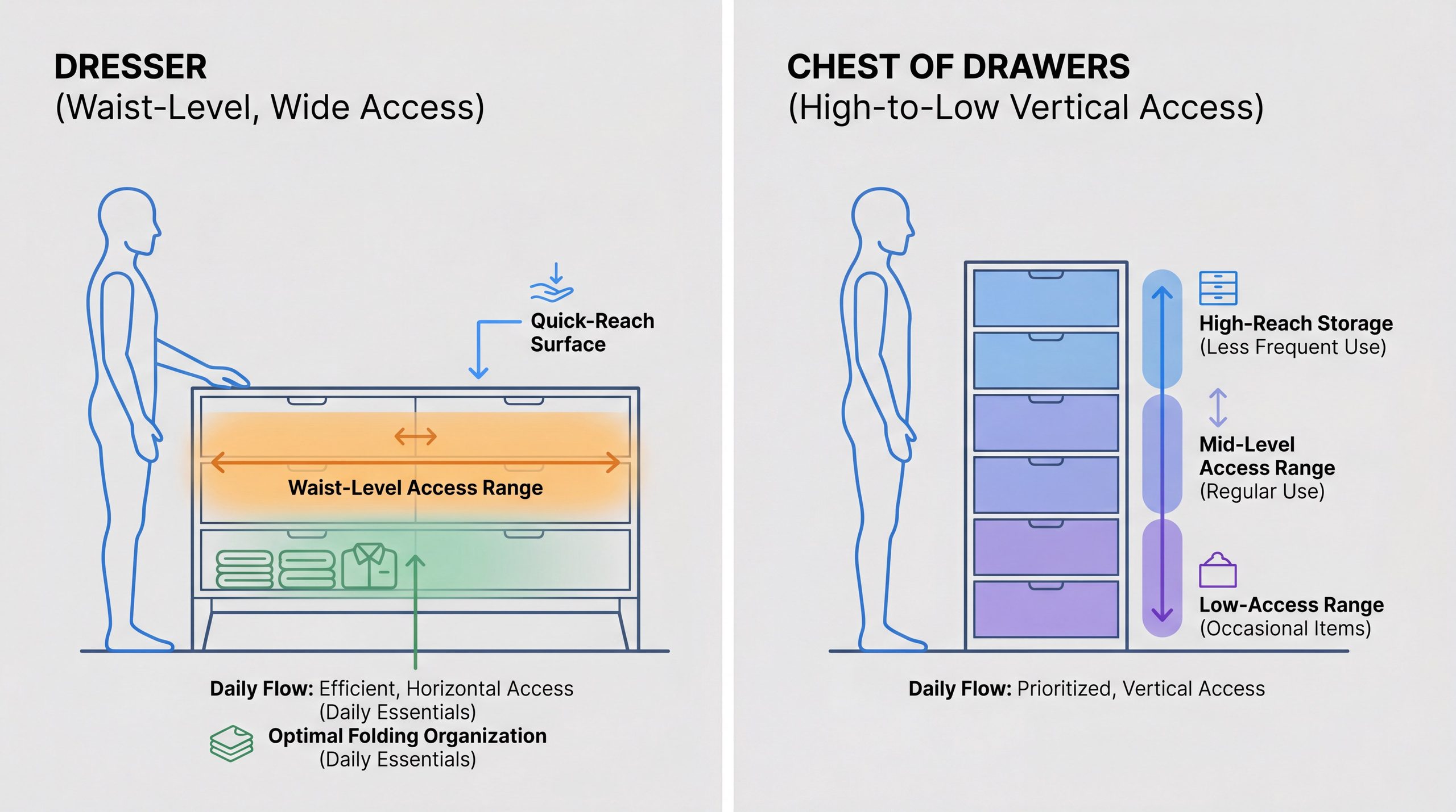 Furniture ergonomic access zones
