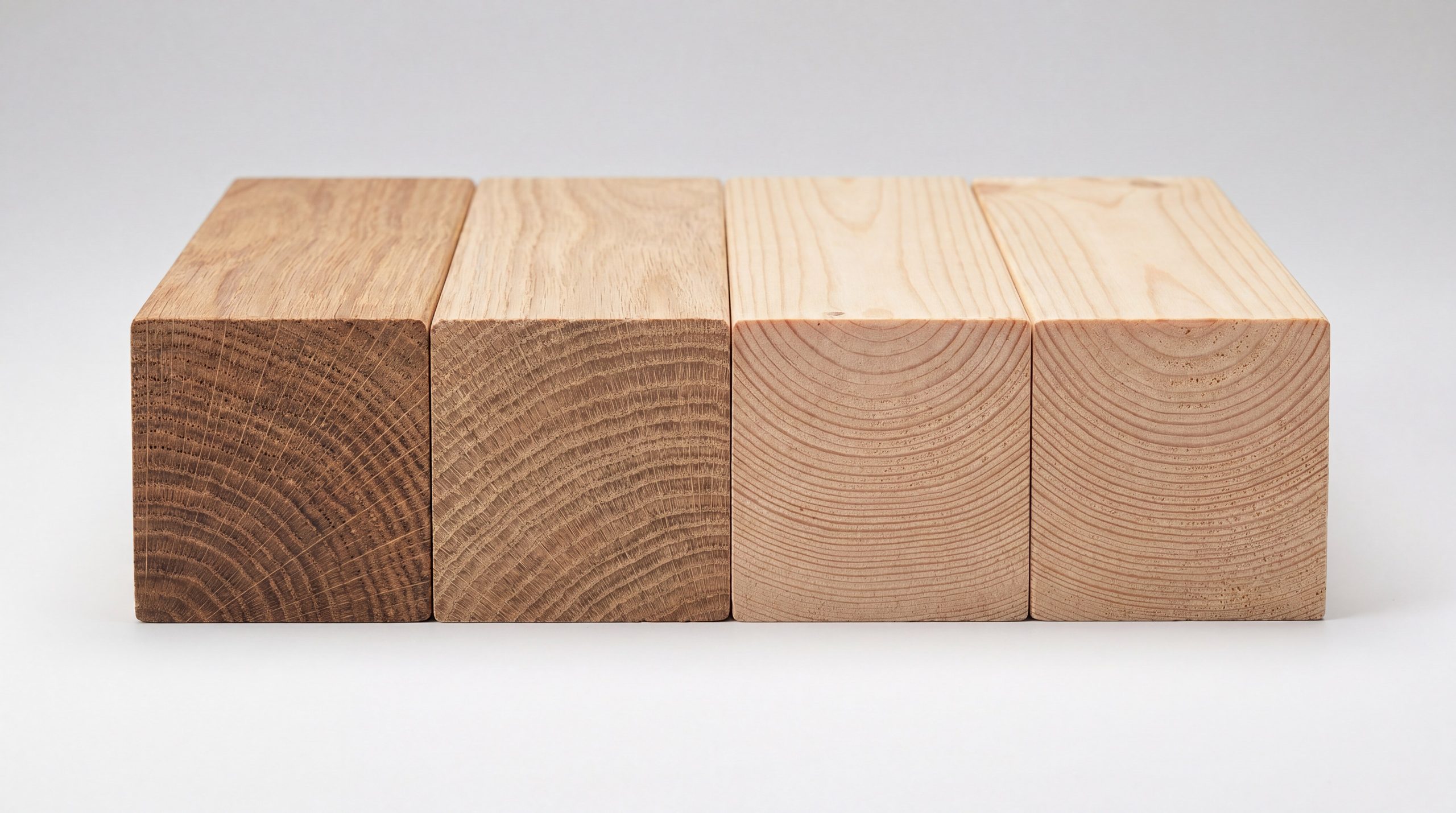 Macro wood grain comparison highlighting the porous structure of hardwood versus the uniform tracheid structure of softwood