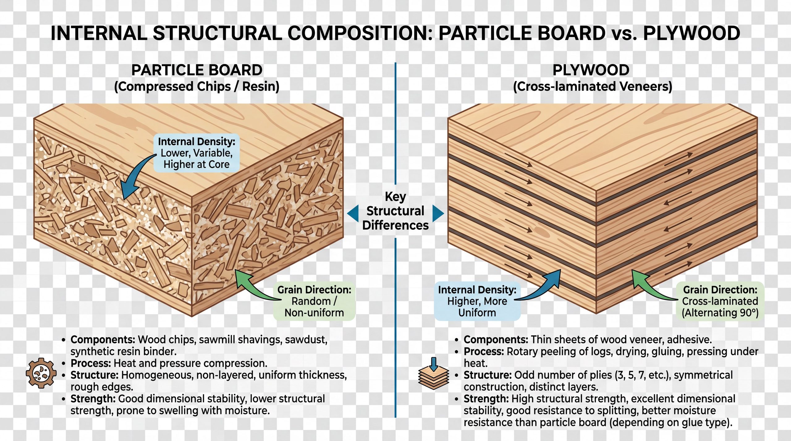 particle board vs plywood structural comparison