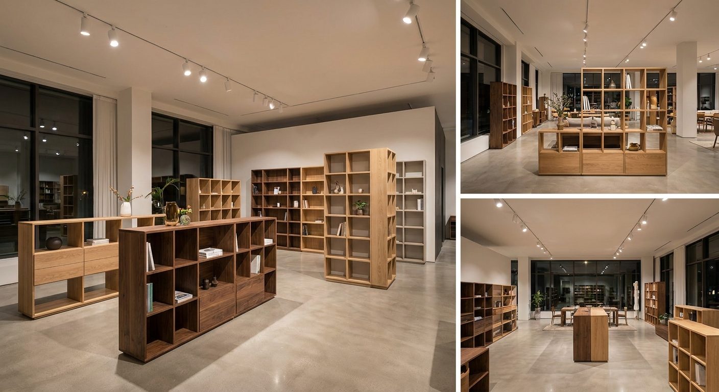 Premium Wooden Shelving Showroom