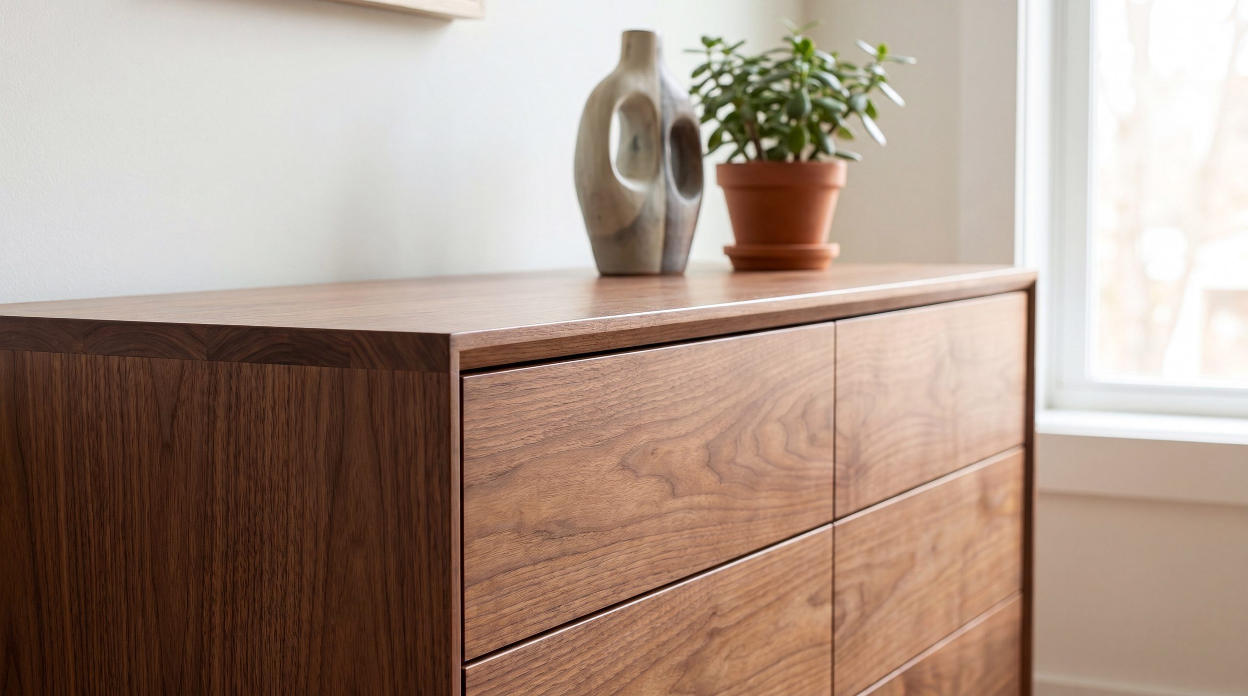Scandinavian walnut dresser interior