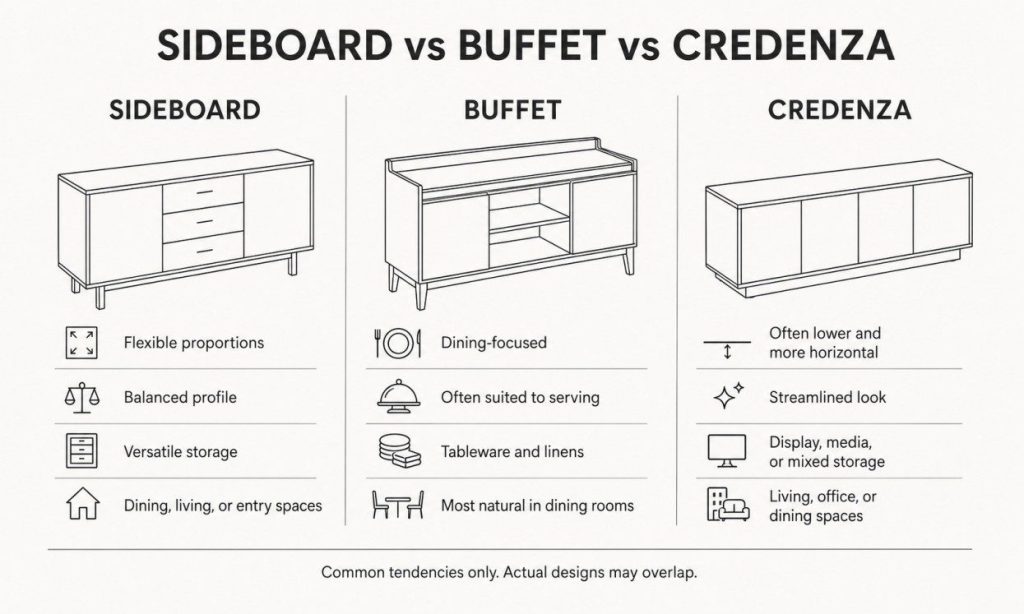 sideboard vs buffet vs credenza