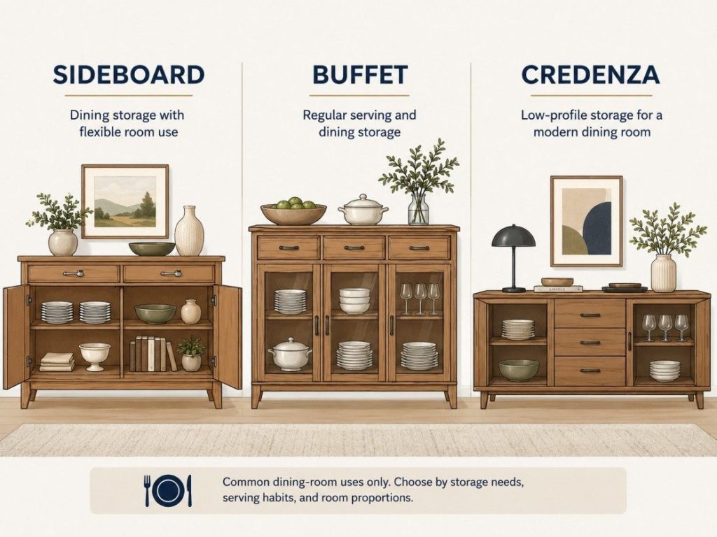 sideboard vs buffet vs credenza