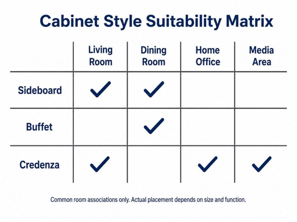sideboard vs buffet vs credenza