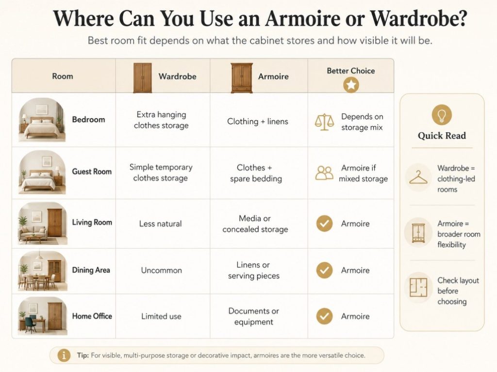 Where Can You Use an Armoire or Wardrobe
